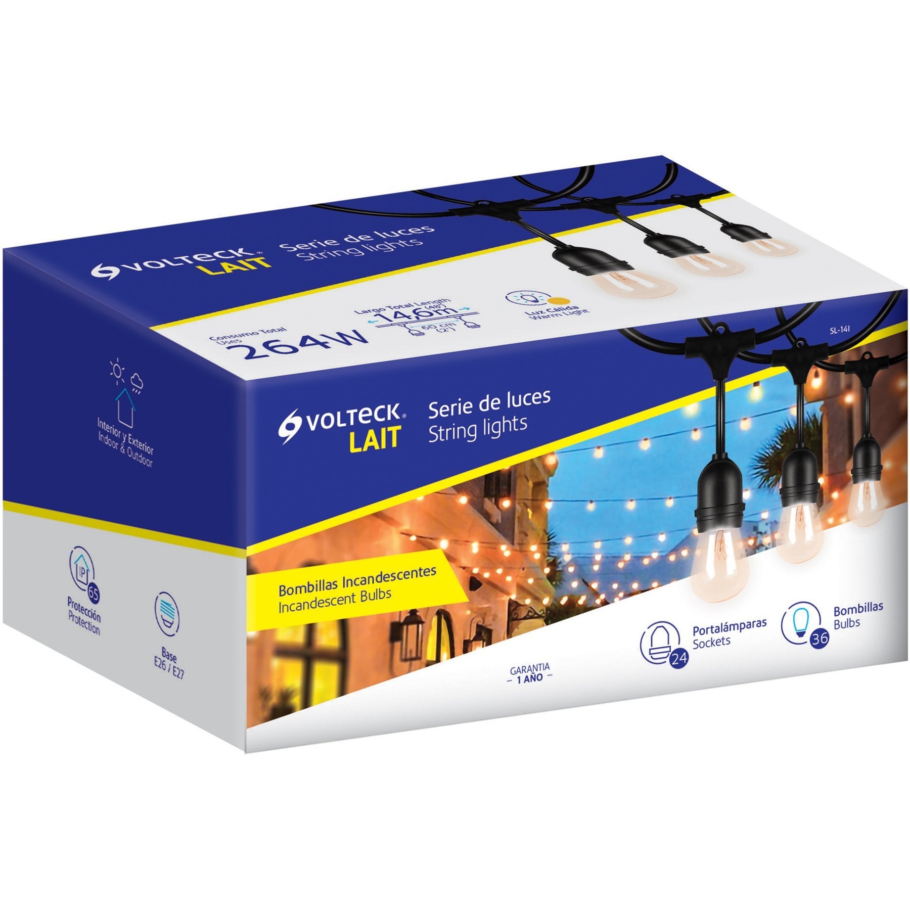 Serie De 12 Luces Incandescentes Para Exterior, Volteck - FERRETERÍA WITZI