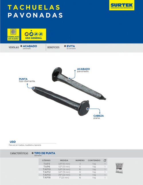 Tachuela pavonada, Surtek - FERRETERÍA WITZI