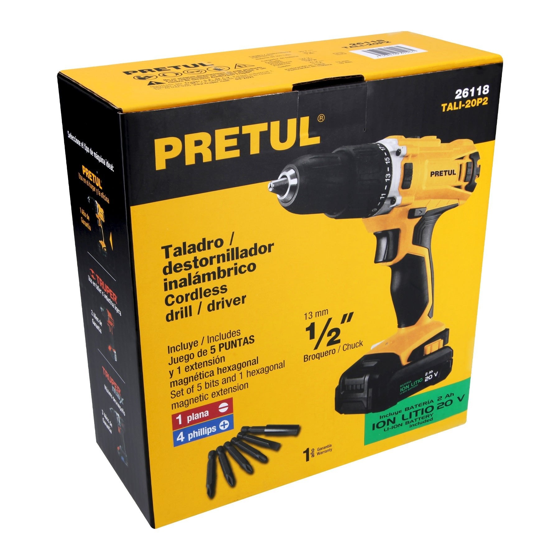 Taladro inalámbrico 1/2" 20 V, Pretul - FERRETERÍA WITZI