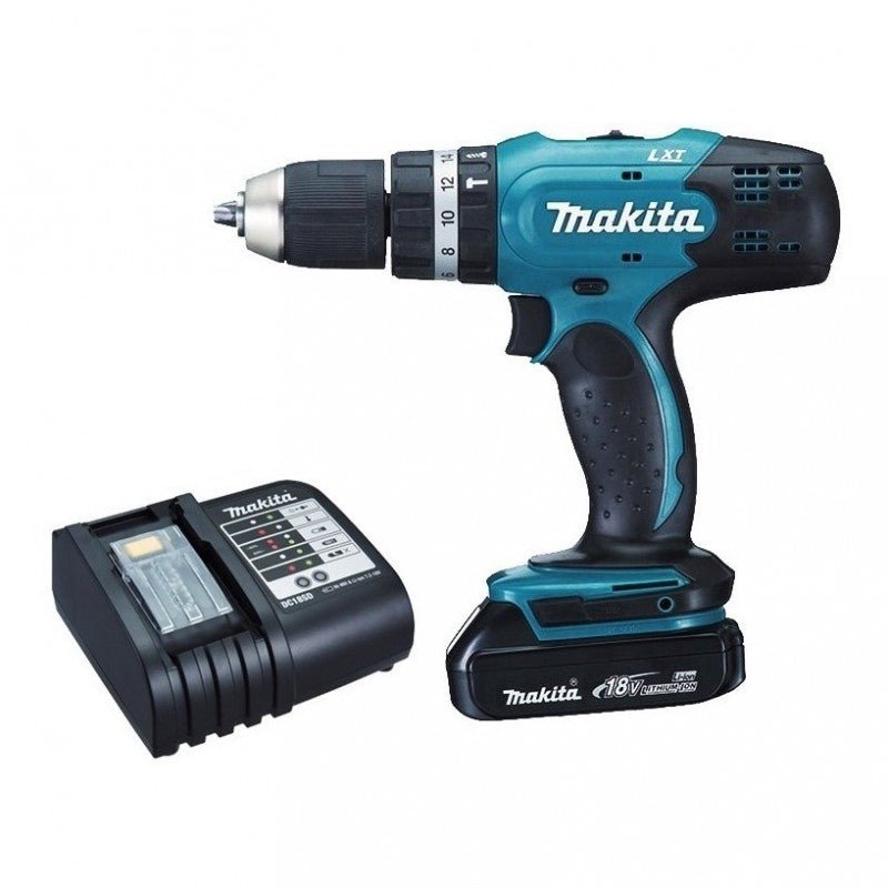 Taladro percutor Makita 1/2" 18 VOL carg+bateria DHP453X10 - FERRETERÍA WITZI