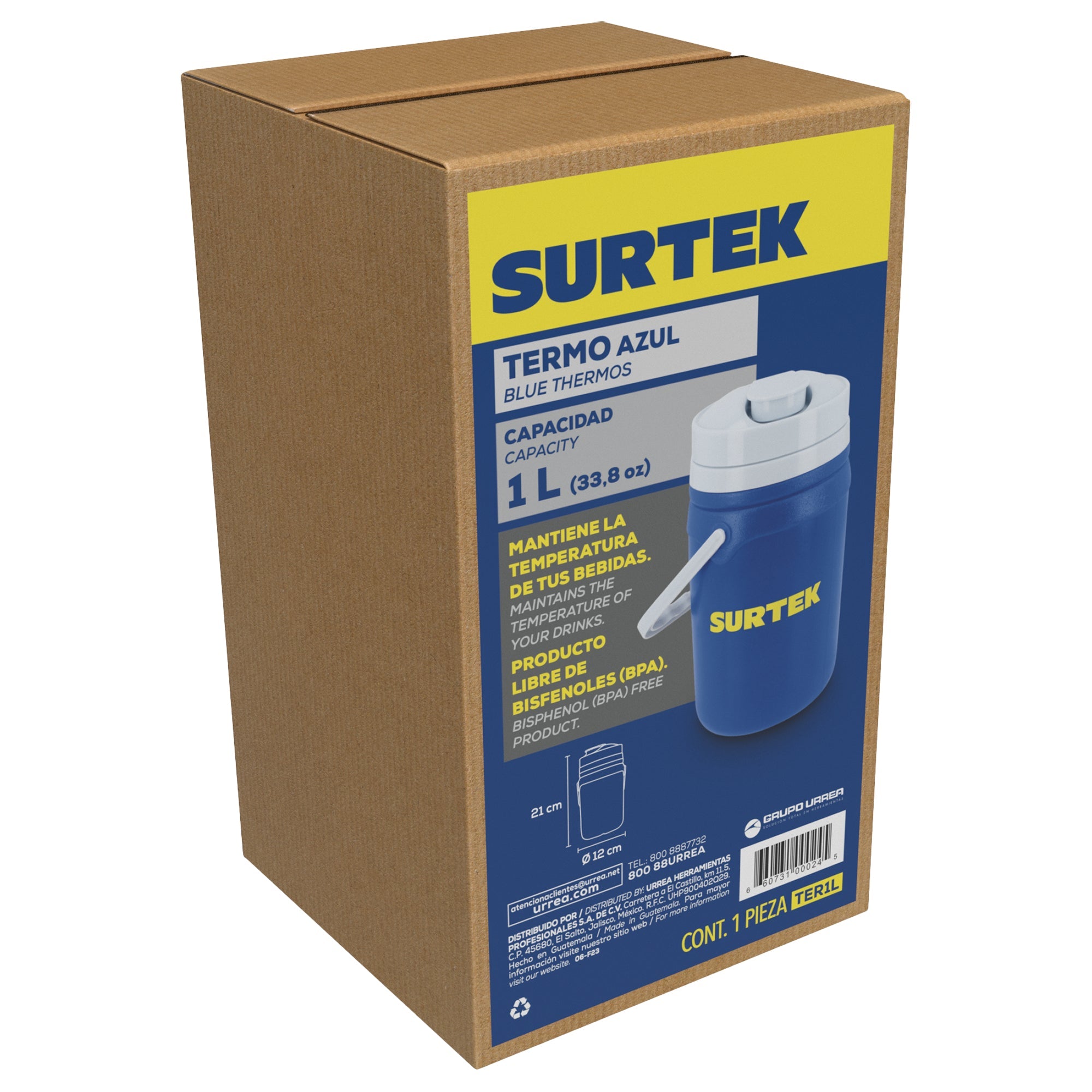 Termo 1Lt, 12 cm x 21 cm Surtek - FERRETERÍA WITZI
