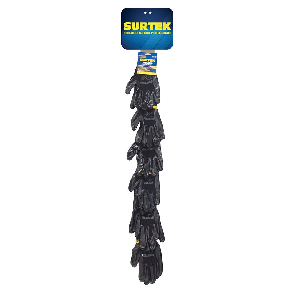 Tira de impulso con guantes de nailon con recubrimiento de nitrilo, 26 piezas Surtek - FERRETERÍA WITZI