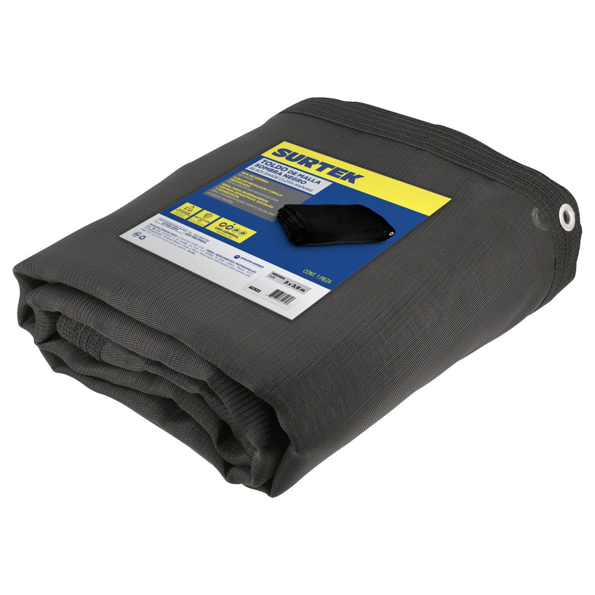 Toldo de malla sombra color negro, varias medidas Surtek - FERRETERÍA WITZI