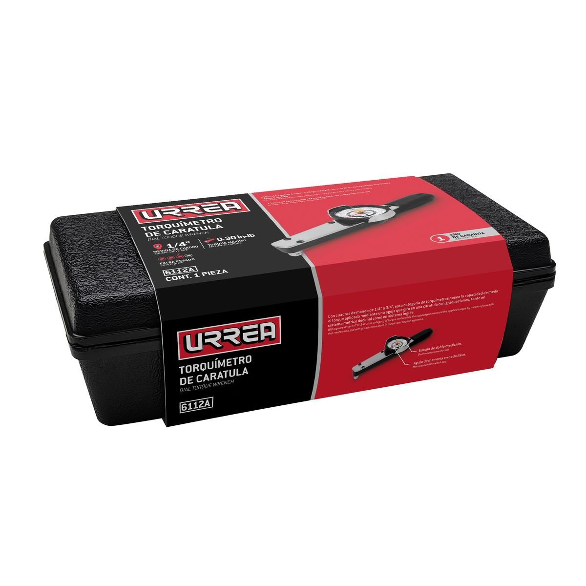 Torquímetro de carátula cuadro de 1/4", 0-30 in-lb Urrea - FERRETERÍA WITZI