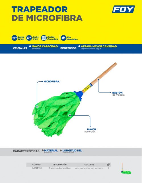 Trapeador de microfibra Foy - FERRETERÍA WITZI