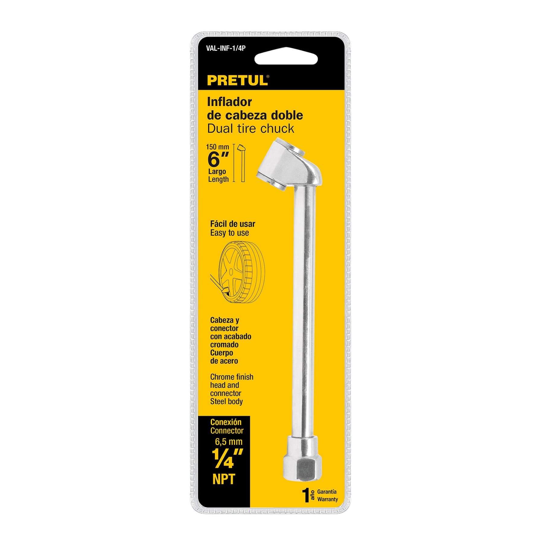 Válvula Inflador Cabeza Doble, Cuerda 1/4 NPT, Pretul - FERRETERÍA WITZI