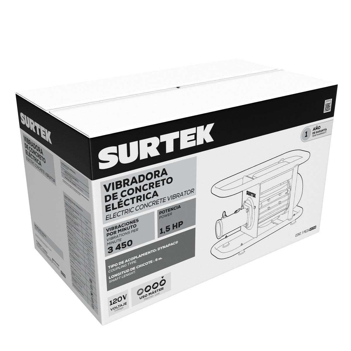 Vibradora de concreto eléctrica con motor de 4 tiempos 1.5 HP Surtek - FERRETERÍA WITZI