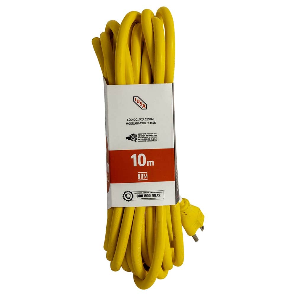 Extensión amarilla de uso rudo iusa 3 x 14 awg 10 m