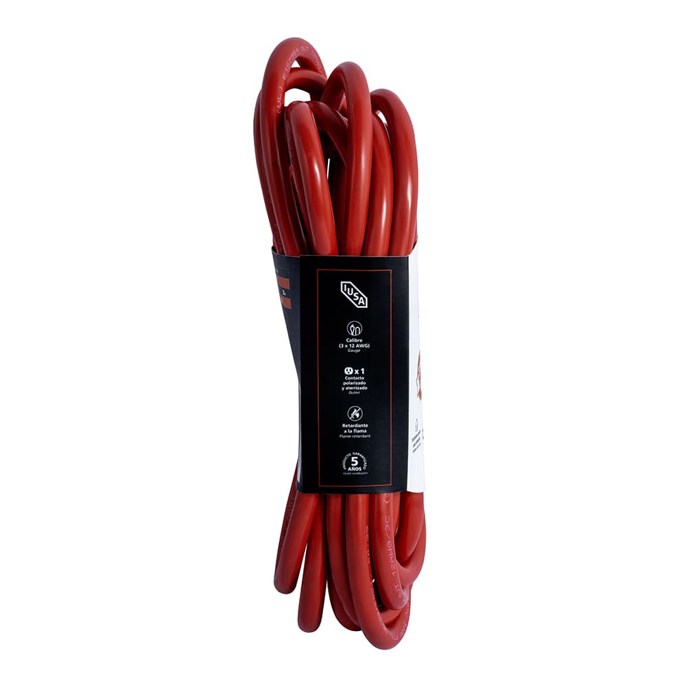 Extensión eléctrica uso rudo roja 3X12AWG 10m IUSA