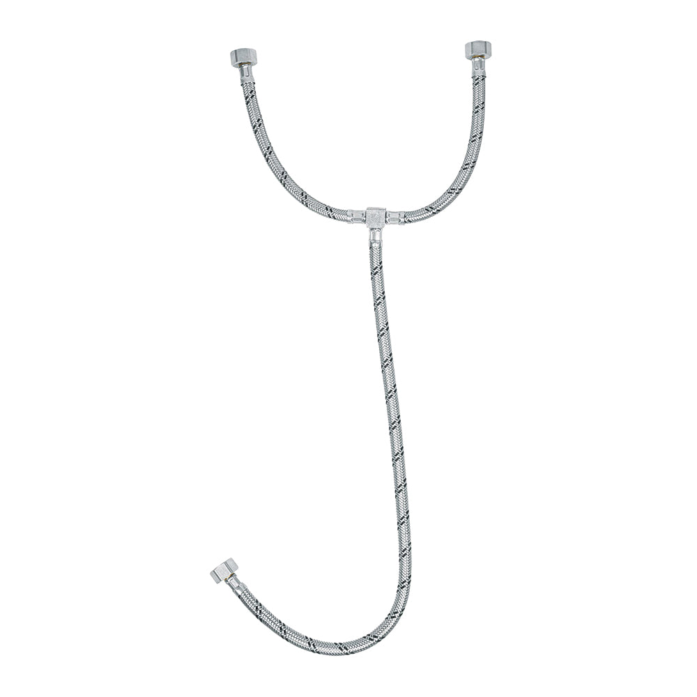 Manguera flexible en "Y" para lavabo 1/2" x 1/2" x 1/2" (55cm) Maxtool