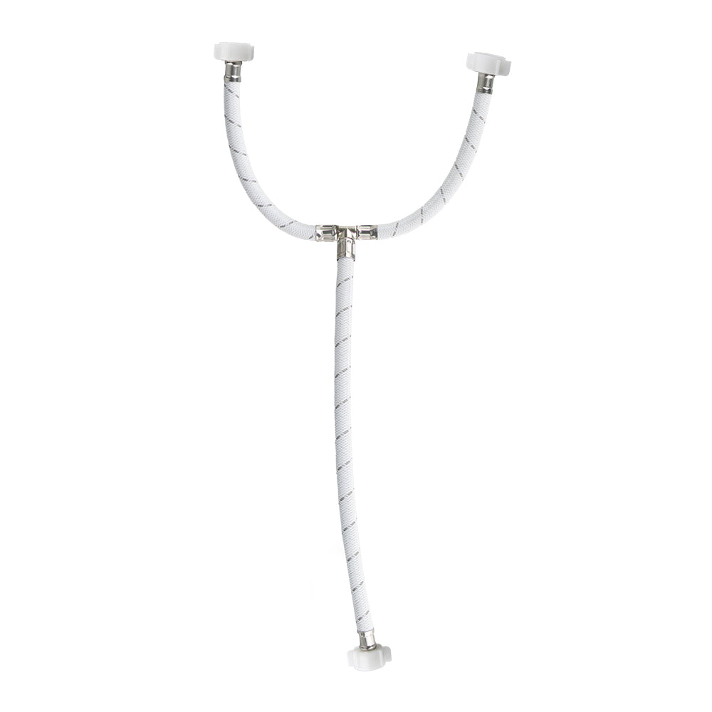 Manguera en "Y" de vinil para lavabo 1/2" x 1/2" x 1/2" (55cm) con tuerca plastica Maxtool