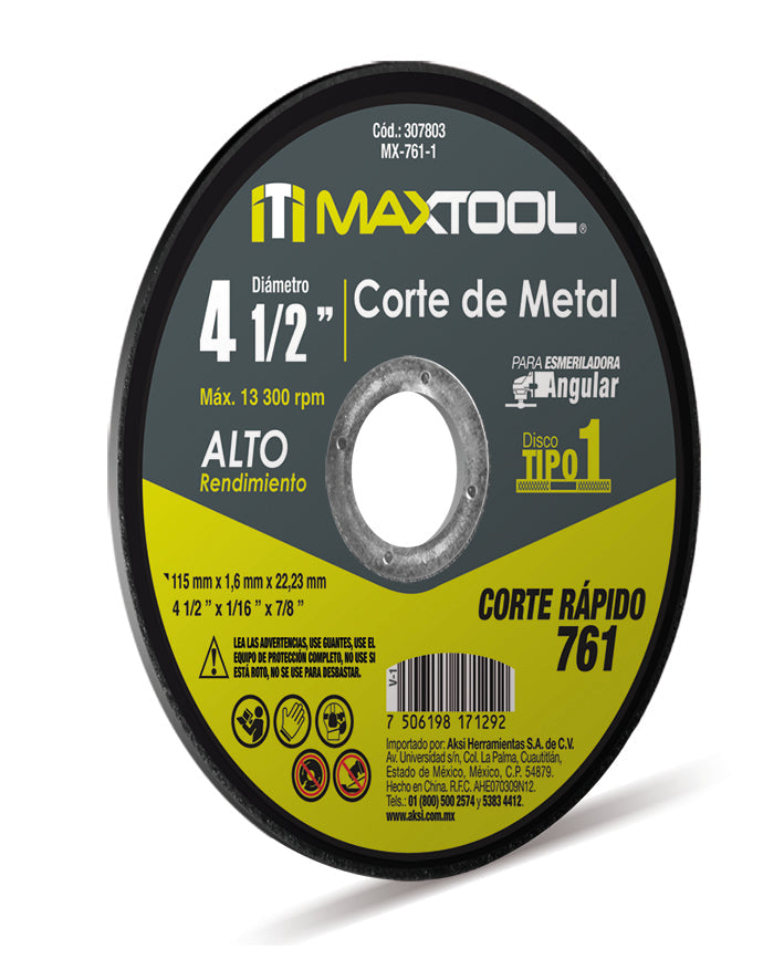 Disco para Corte de Metal Alto Rendimiento Bassic Tipo 1