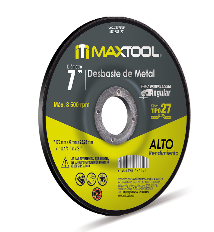 Disco para Corte de Metal Alto Rendimiento Bassic Tipo 27