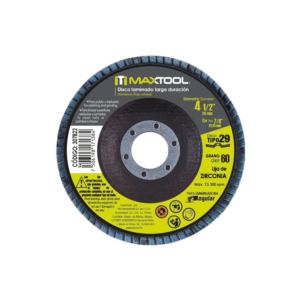 Disco laminado de 4 1/2", grano 60 Maxtool
