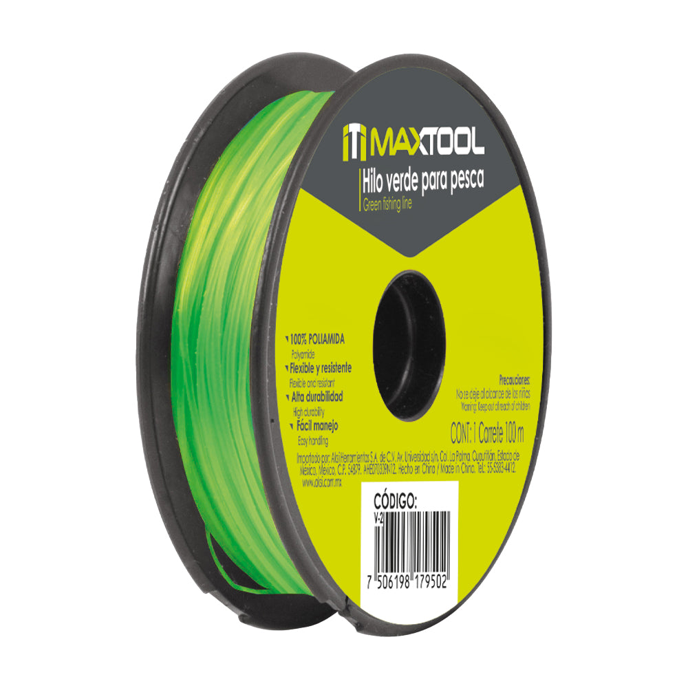 Hilo de Nylon para pesca 0.30 mm verde, 100m Maxtool