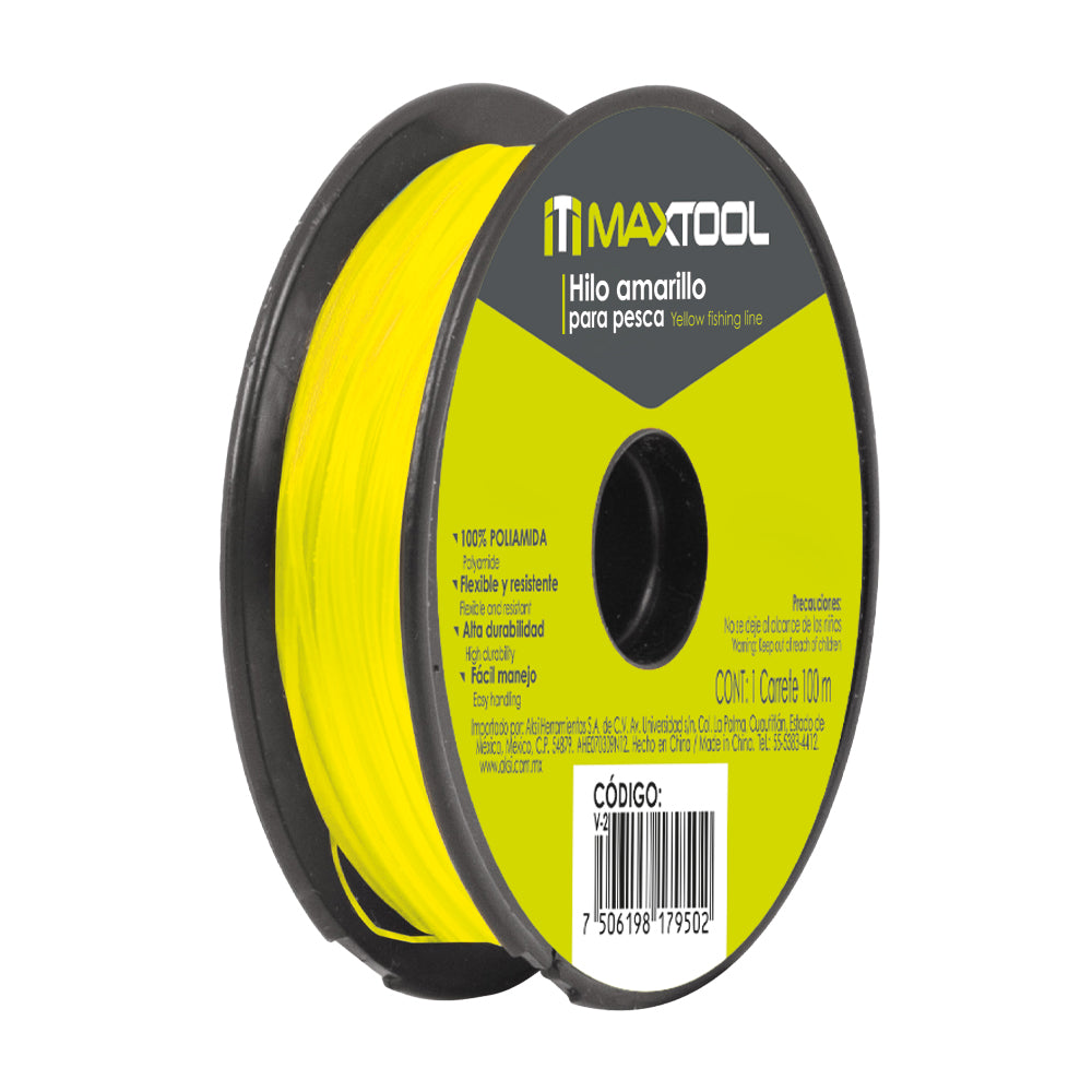 Hilo de Nylon para pesca 0.30 mm amarillo, 100m Maxtool