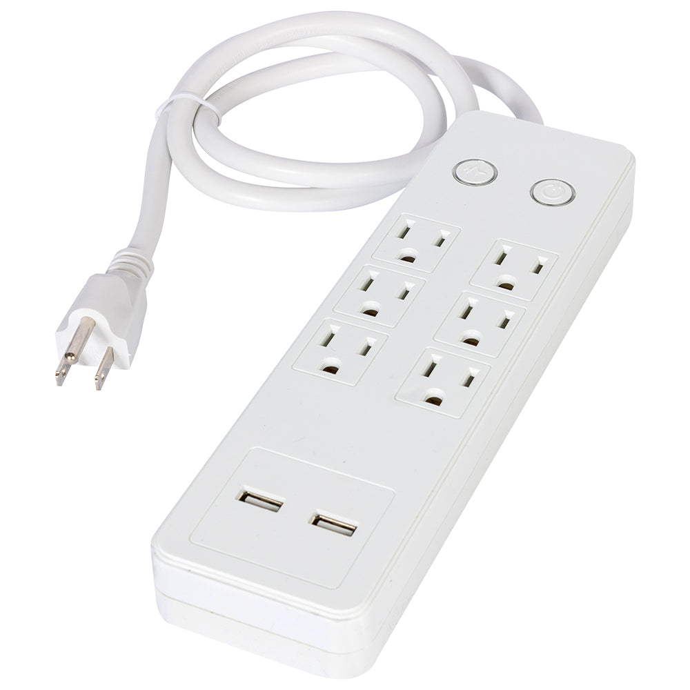 Multicontacto IUSA de 6 entradas con supresor de picos y 2 usb