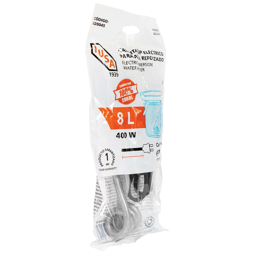Resistencia eléctrica para calentar agua iusa 400 w 8 l