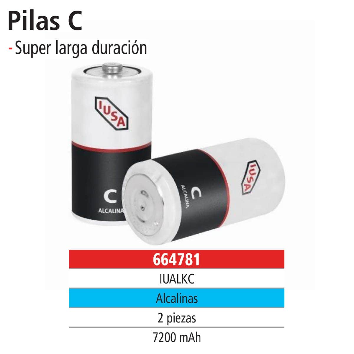 Pilas alcalinas tipo C IUSA 2 piezas