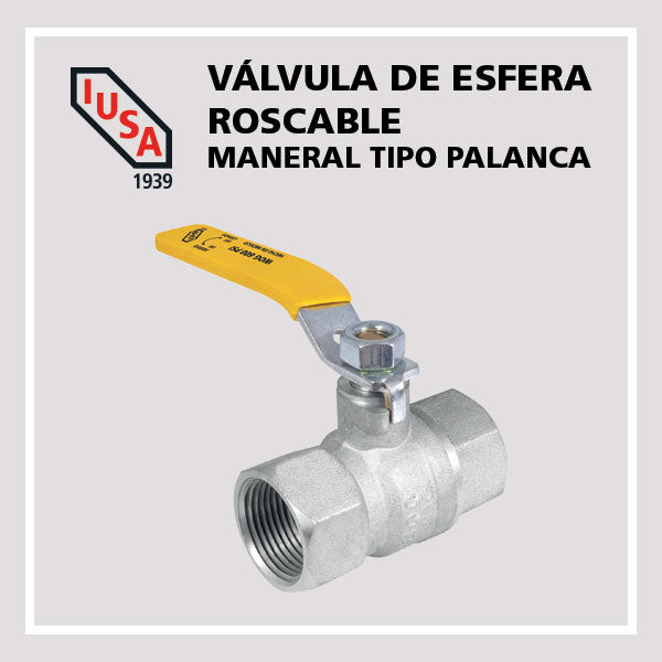 Válvula de esfera roscable de latón de 200 PSI IUSA