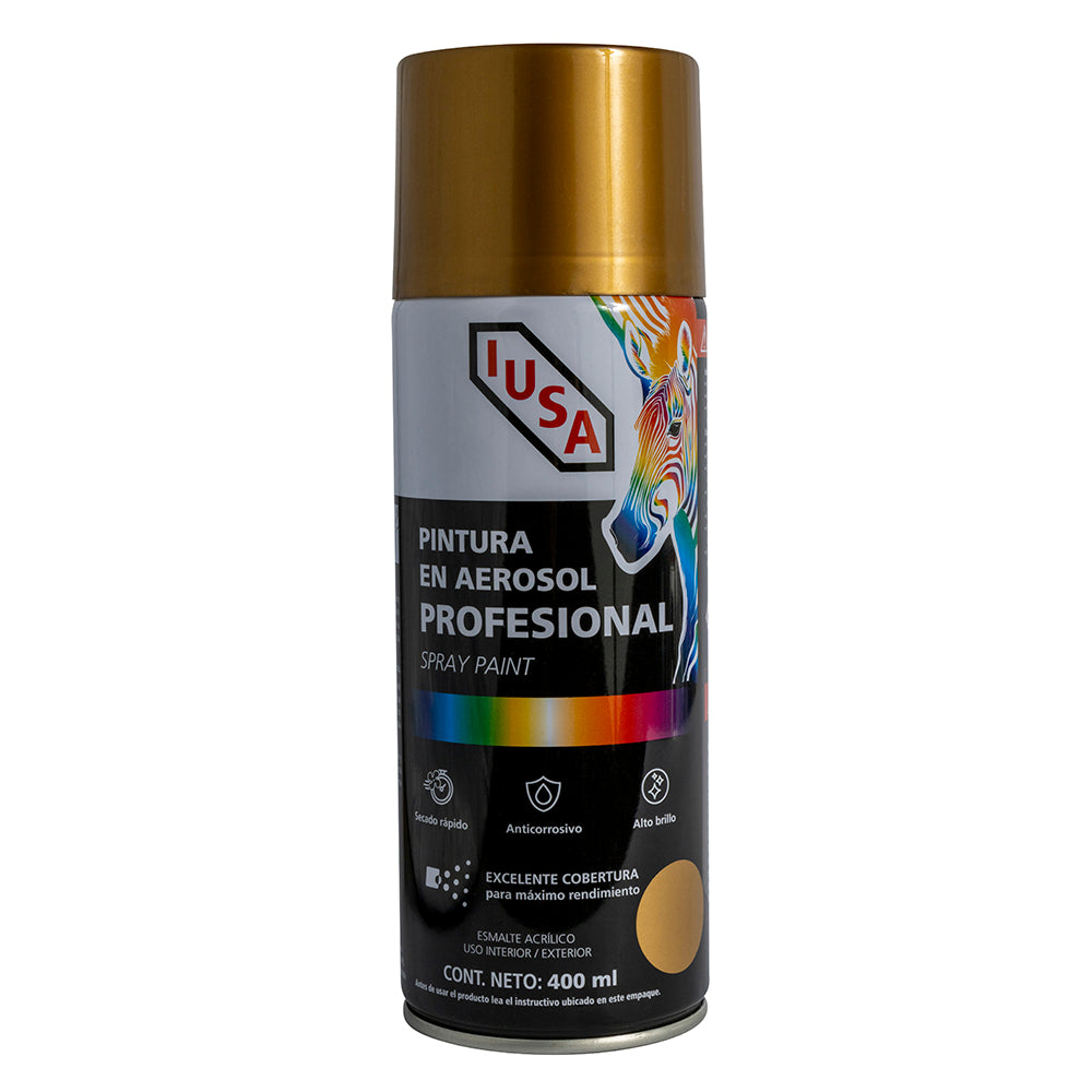 Pintura en aerosol profesional metálica, oro, IUSA