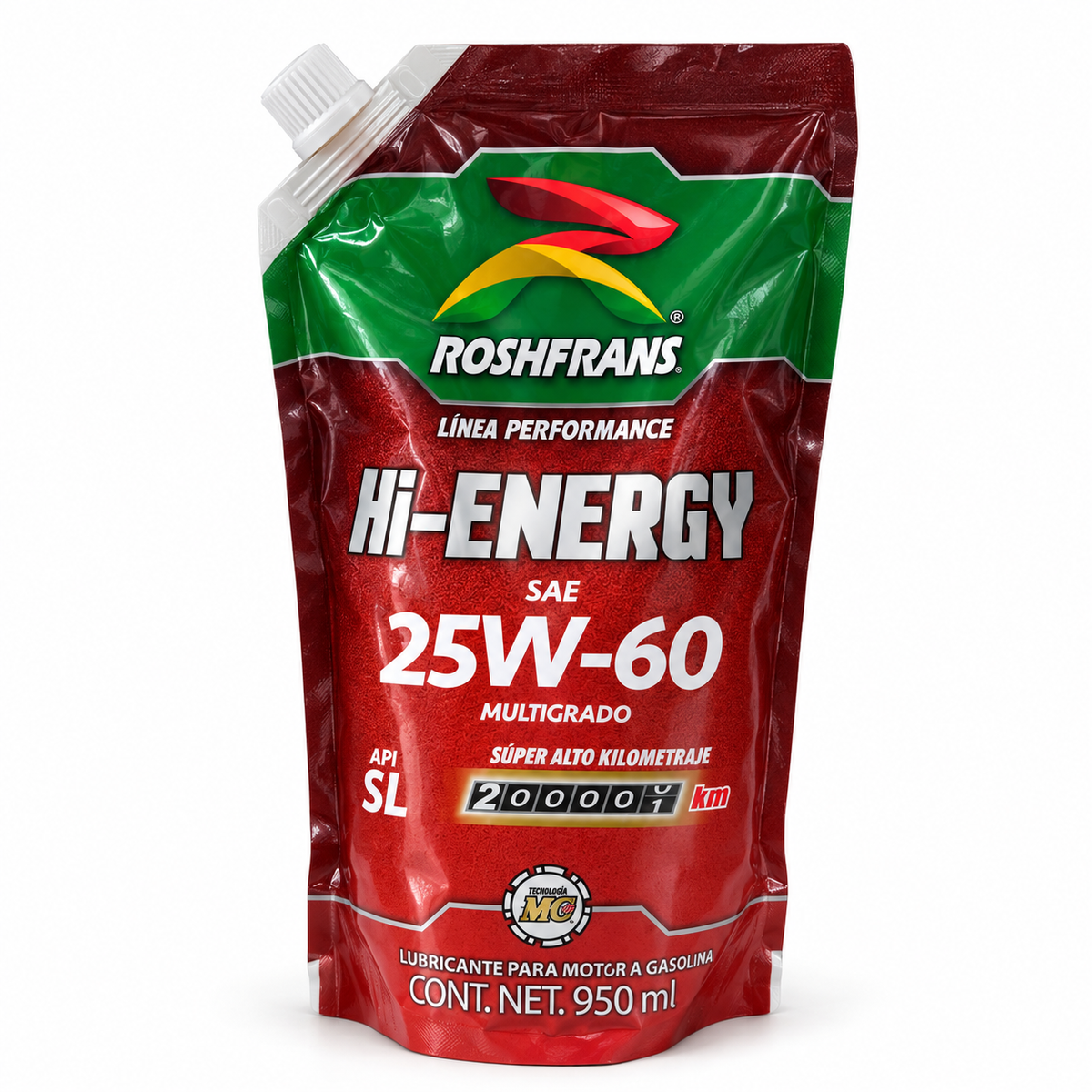 Aceite Roshfrans Hi-Energy SAE 25W-60 Roshpack, 950 ml