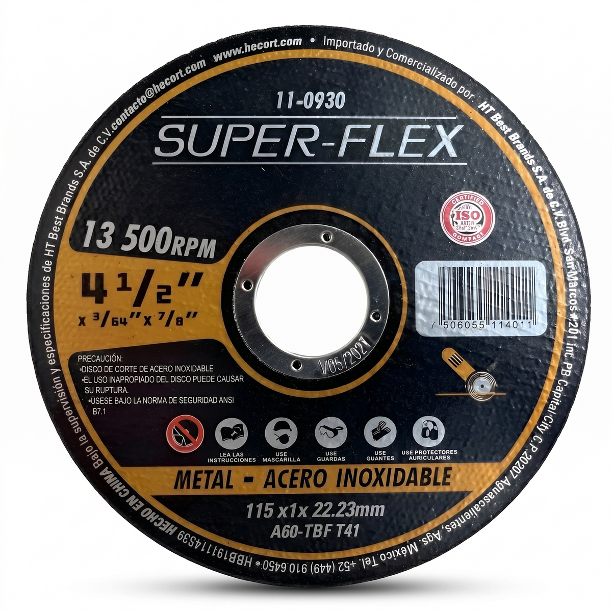 Disco de corte Super-Flex para metal y acero inoxidable 4 1/2 pulgadas Hecort 11-0930