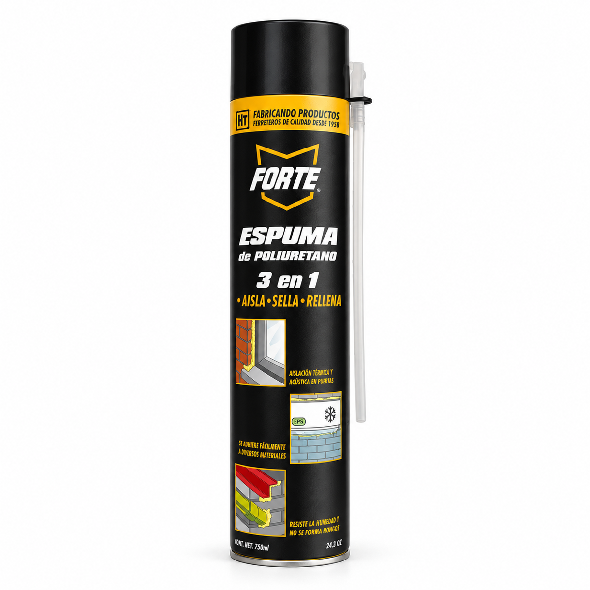 Espuma expansiva de poliuretano Forte Hecort — 750 ml
