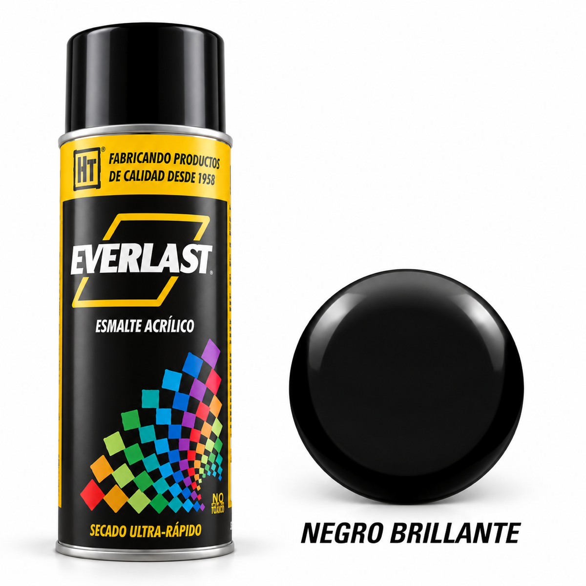 Pintura acrílica en aerosol Everlast Hecort — Negro Brillante