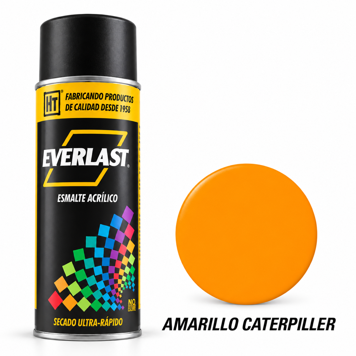 Pintura acrílica en aerosol Everlast Hecort — Amarillo Caterpilar