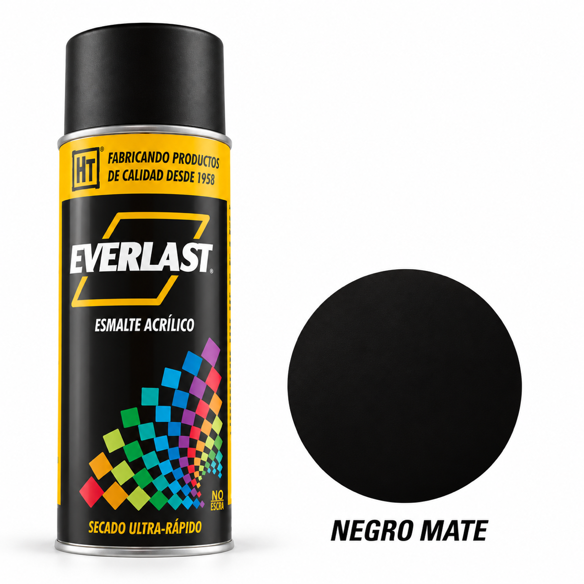 Pintura acrílica en aerosol Everlast Hecort — Negro Mate