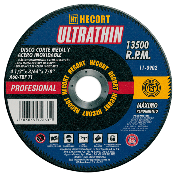 Disco de corte Ultrathin Balance para metal y acero inoxidable 4 1/2 pulgadas Hecort 11-0902