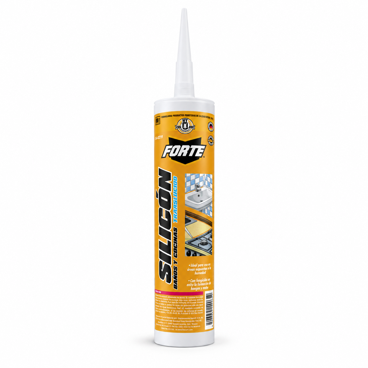 Silicón para baños y cocinas Forte Hecort — Translúcido / 280 ml