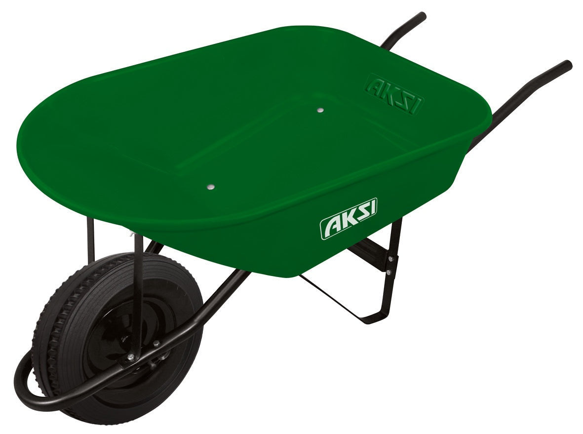 Carretilla de 6.0 ft3 (verde) (100 lts)  bastidor metalico, Llanta Solida AKSI