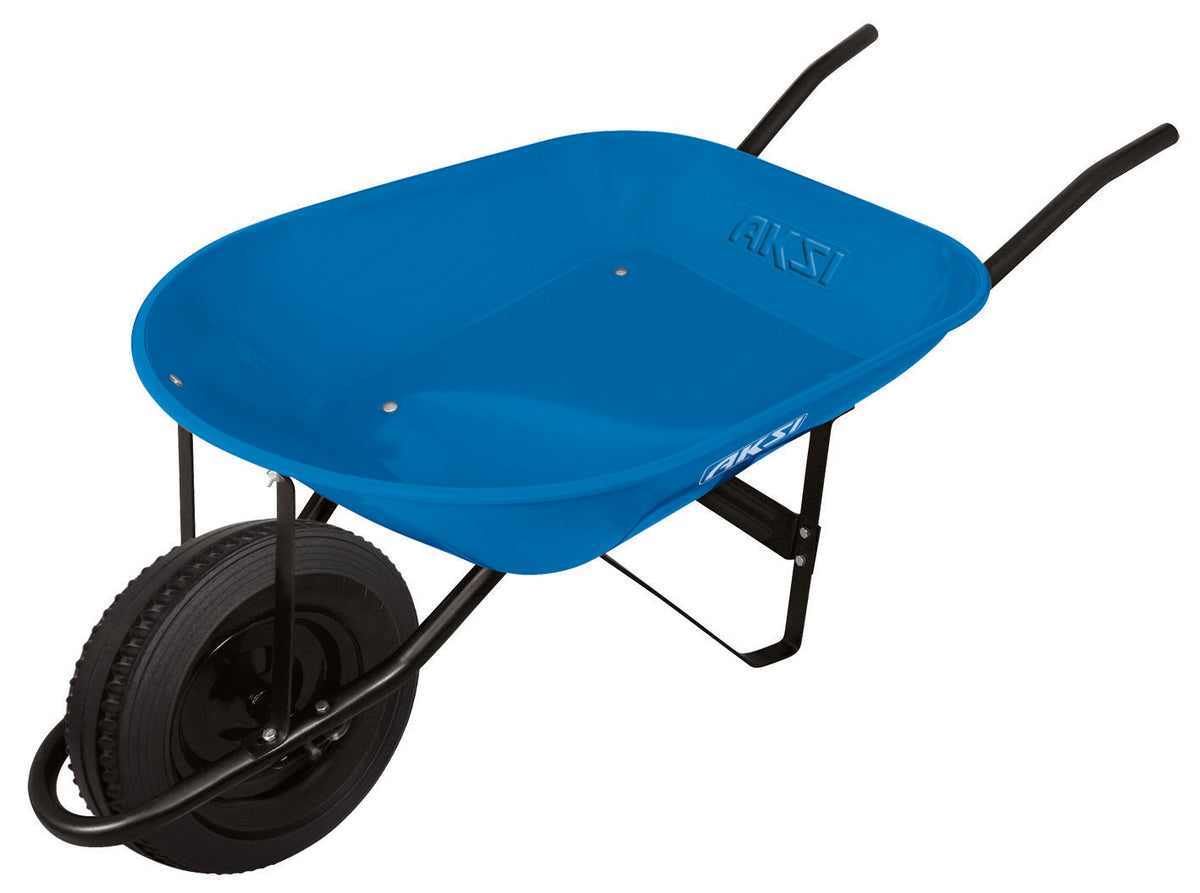 Carretilla de 5.0 ft3 (azul) bastidor metalico, Llanta Solida AKSI
