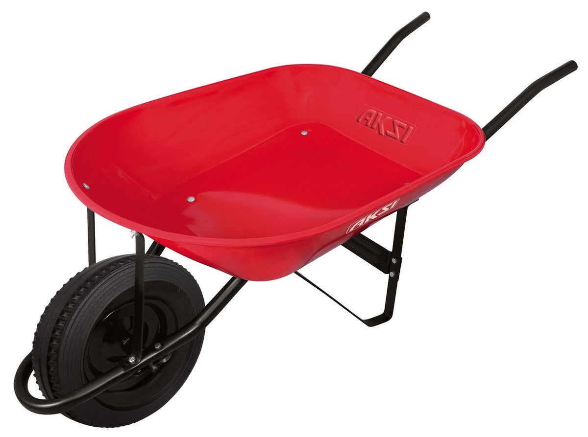 Carretilla de 4.5 ft3 (roja) bastidor metalico, Llanta Solida AKSI