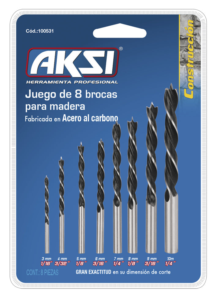 Juego de 8 brocas para madera AKSI