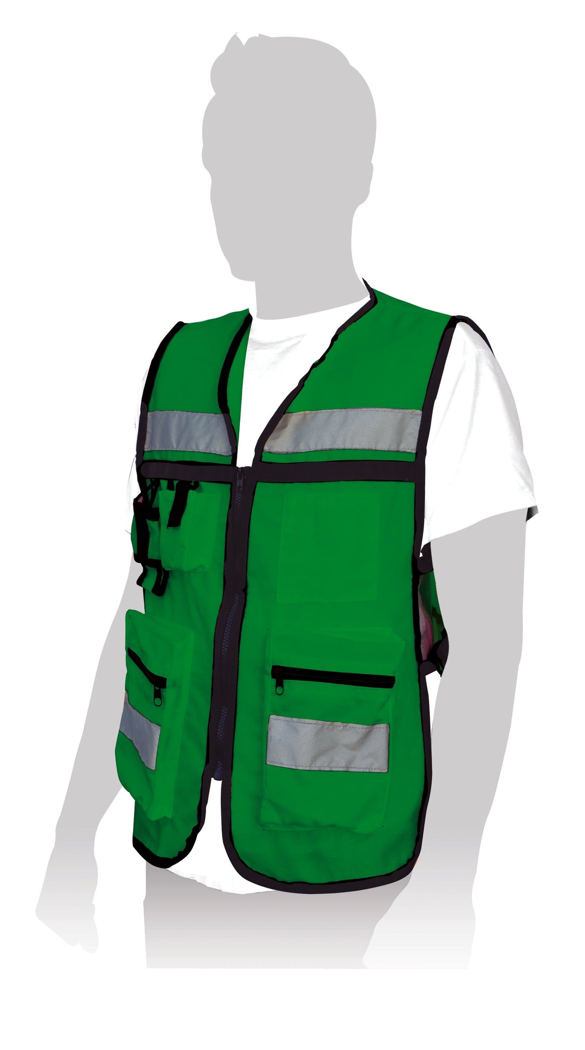 Chaleco brigadista con cinta reflejante - Verde AKSI