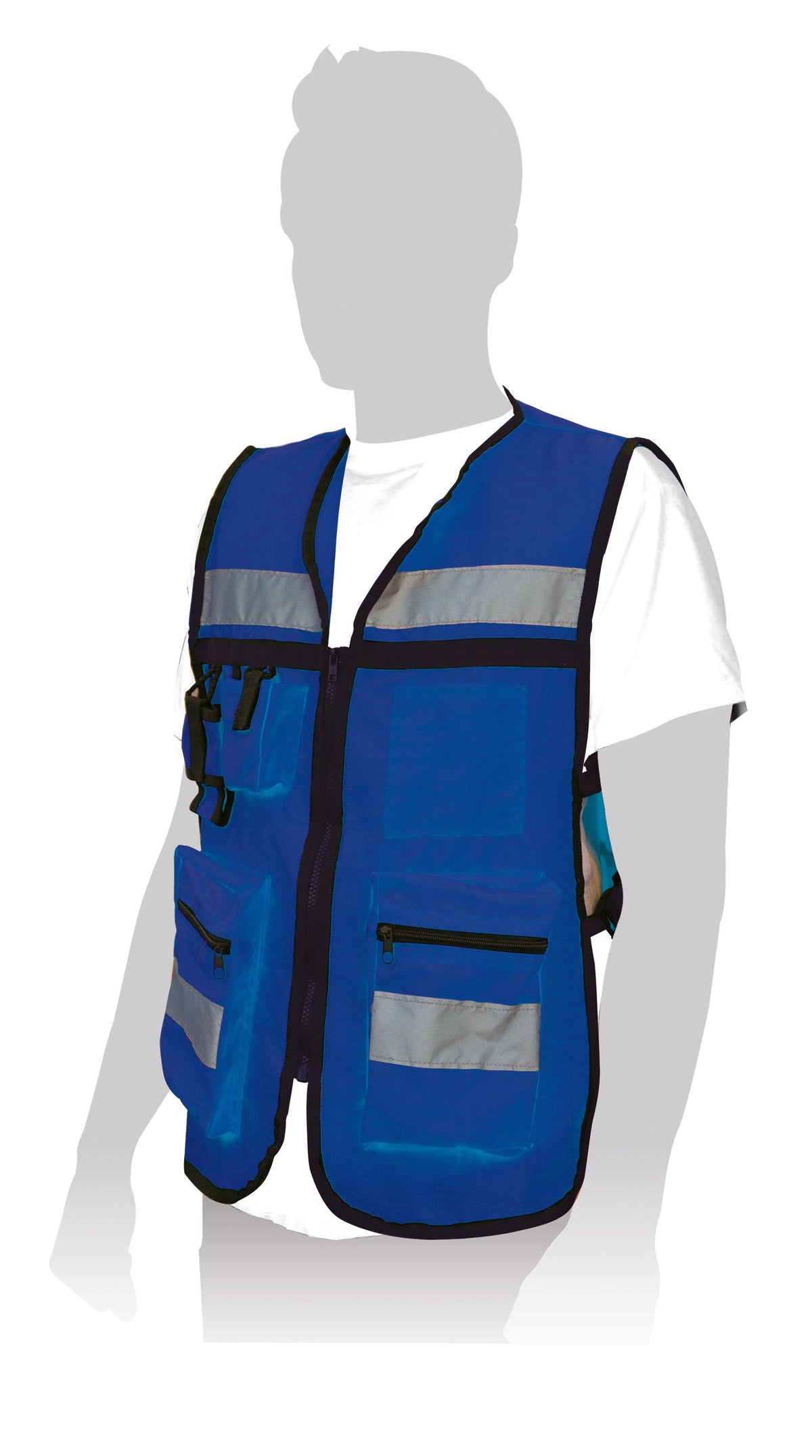 Chaleco brigadista con cinta reflejante - Azul rey AKSI
