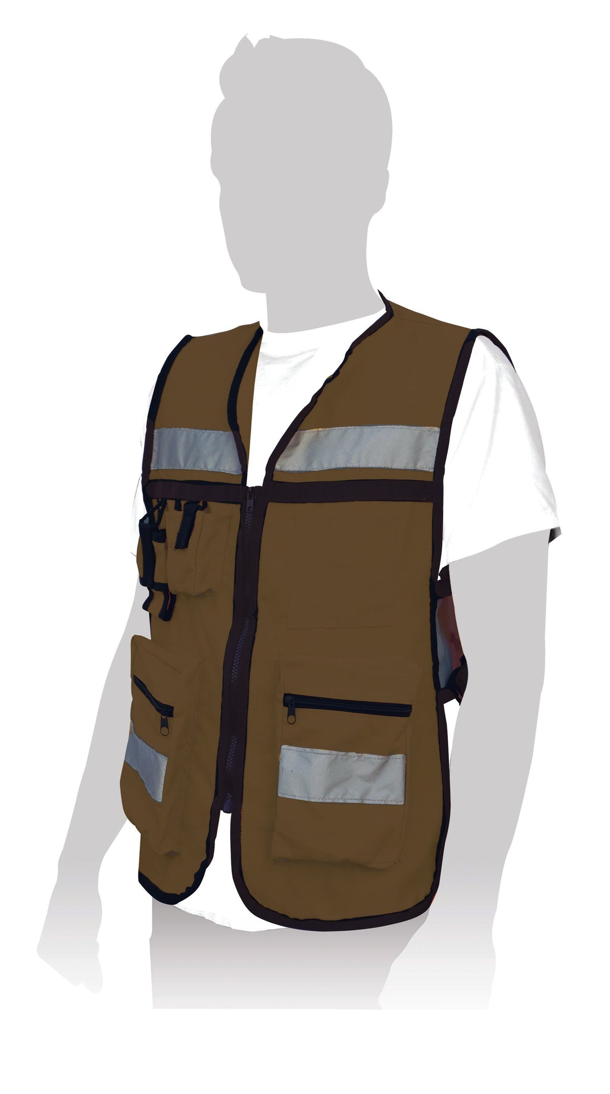 Chaleco brigadista con cinta reflejante - Beige AKSI