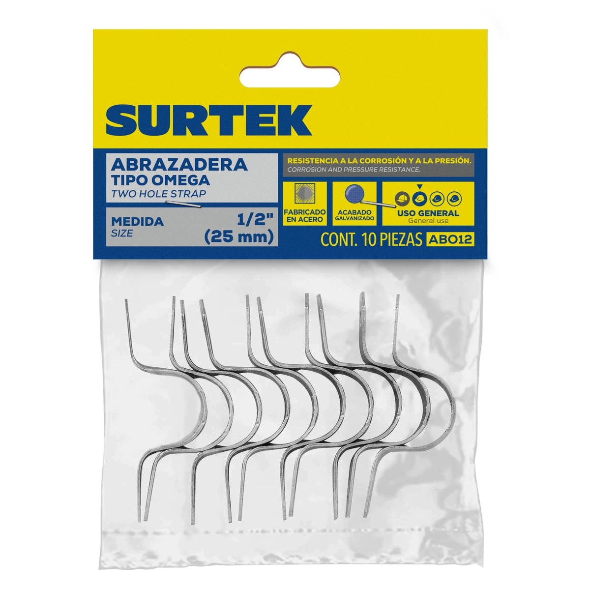 Abrazadera para tubo tipo omega 1-1/2", 5 piezas Surtek - FERRETERÍA WITZI