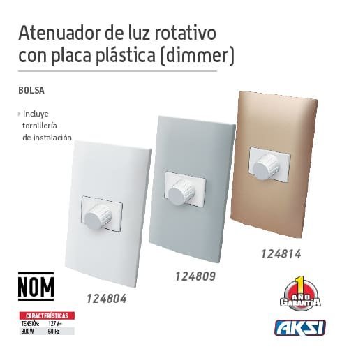 Atenuador de luz rotativo con placa plástica Línea ALTIMUS Aksi - FERRETERÍA WITZI