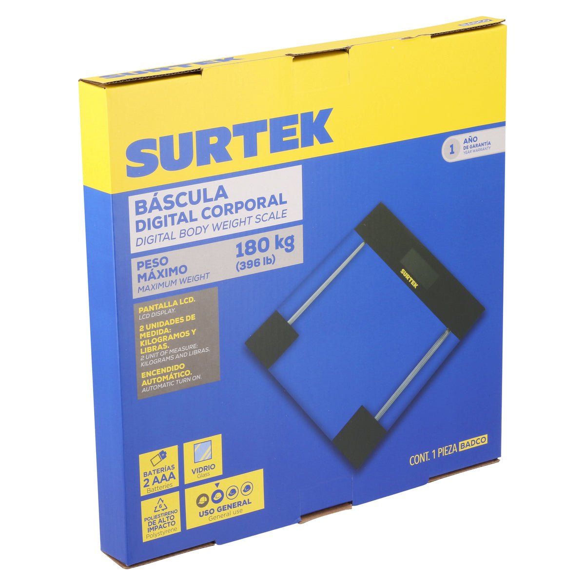 Báscula digital corporal 180 Kg Surtek - FERRETERÍA WITZI