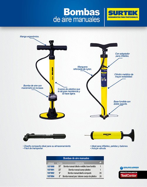 Bomba de aire diseño compacto 9" Surtek - FERRETERÍA WITZI