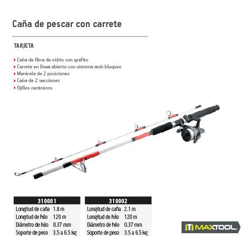 Caña con carrete 1.8m Maxtool - FERRETERÍA WITZI