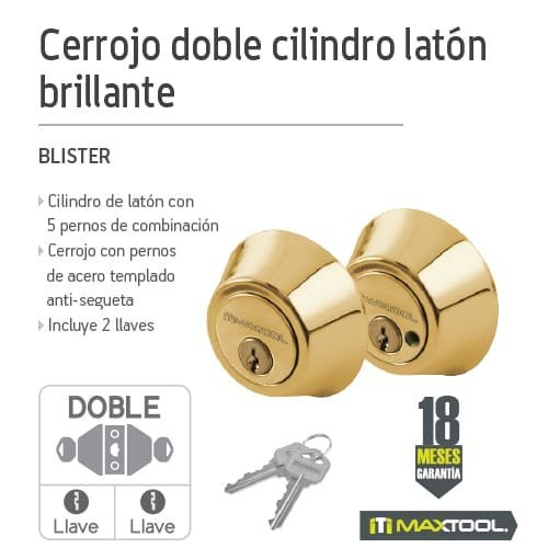 Cerrojo doble cilindro zamac Maxtool - FERRETERÍA WITZI