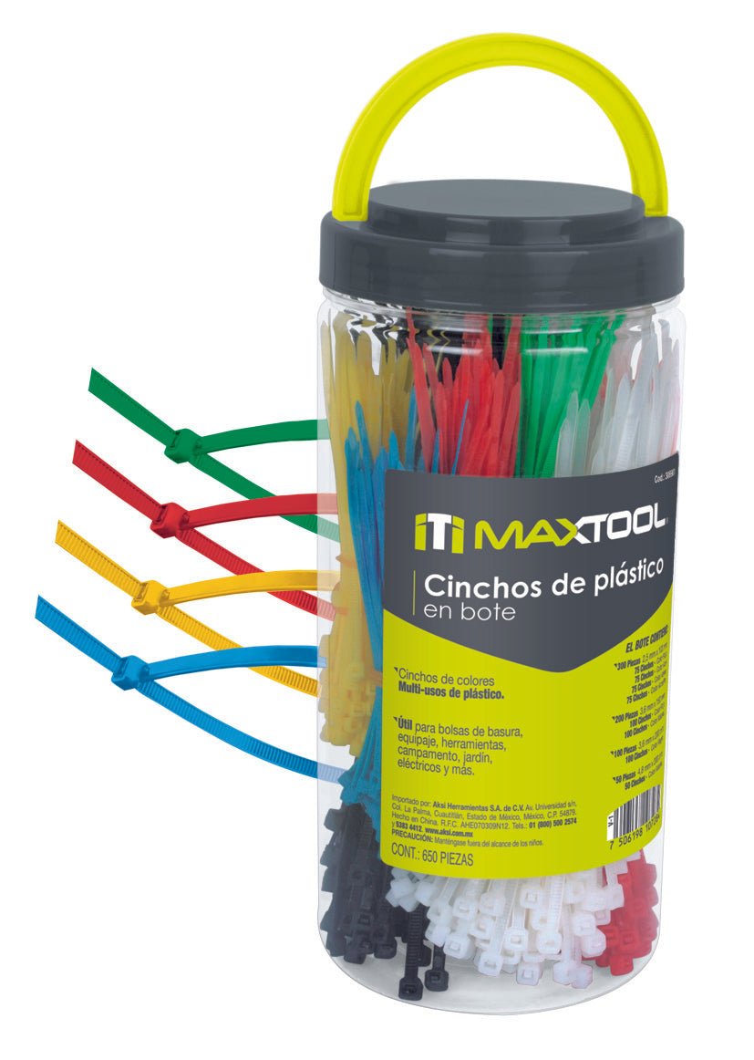 Cinchos de plastico en bote 650 pzs Maxtool - FERRETERÍA WITZI