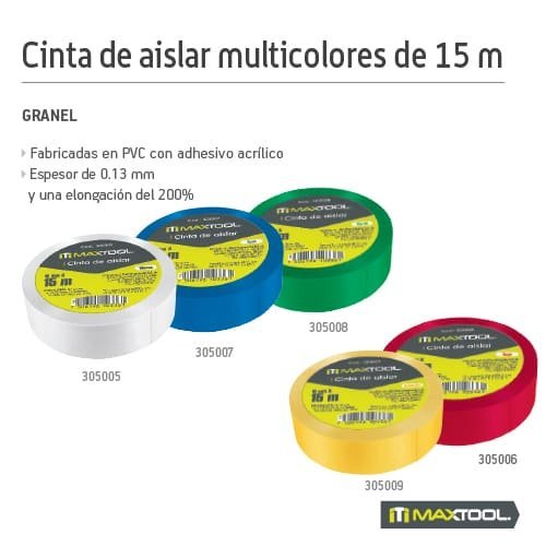 Cinta de aislar 19mmx15m Maxtool - FERRETERÍA WITZI