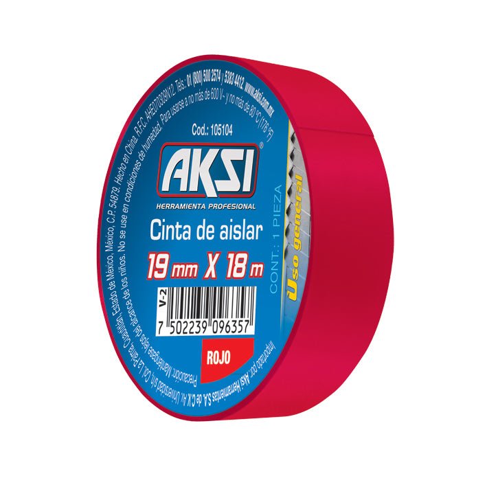 Cinta de aislar de colores 19 mm x 18m Aksi - FERRETERÍA WITZI