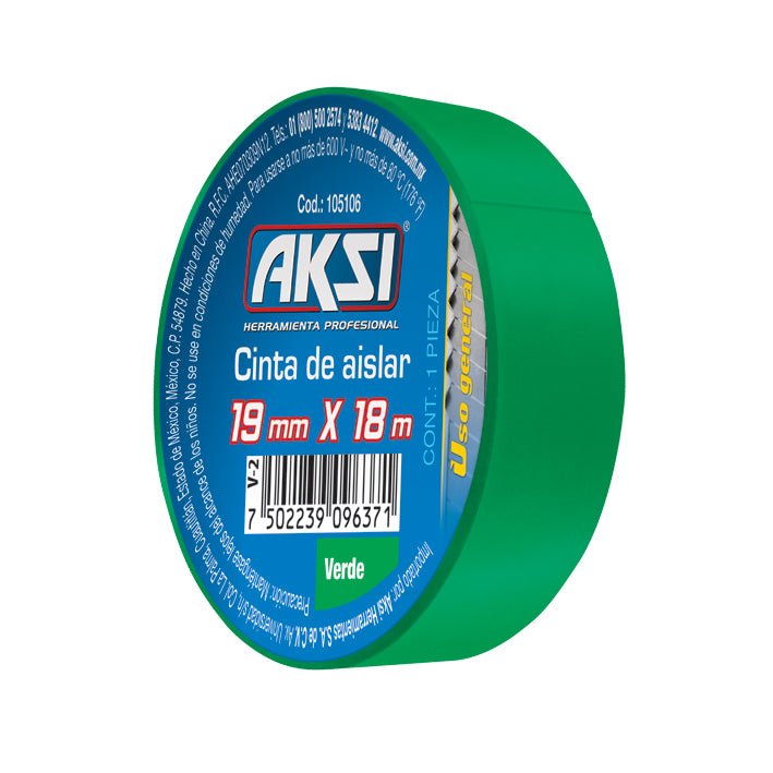 Cinta de aislar de colores 19 mm x 18m Aksi - FERRETERÍA WITZI